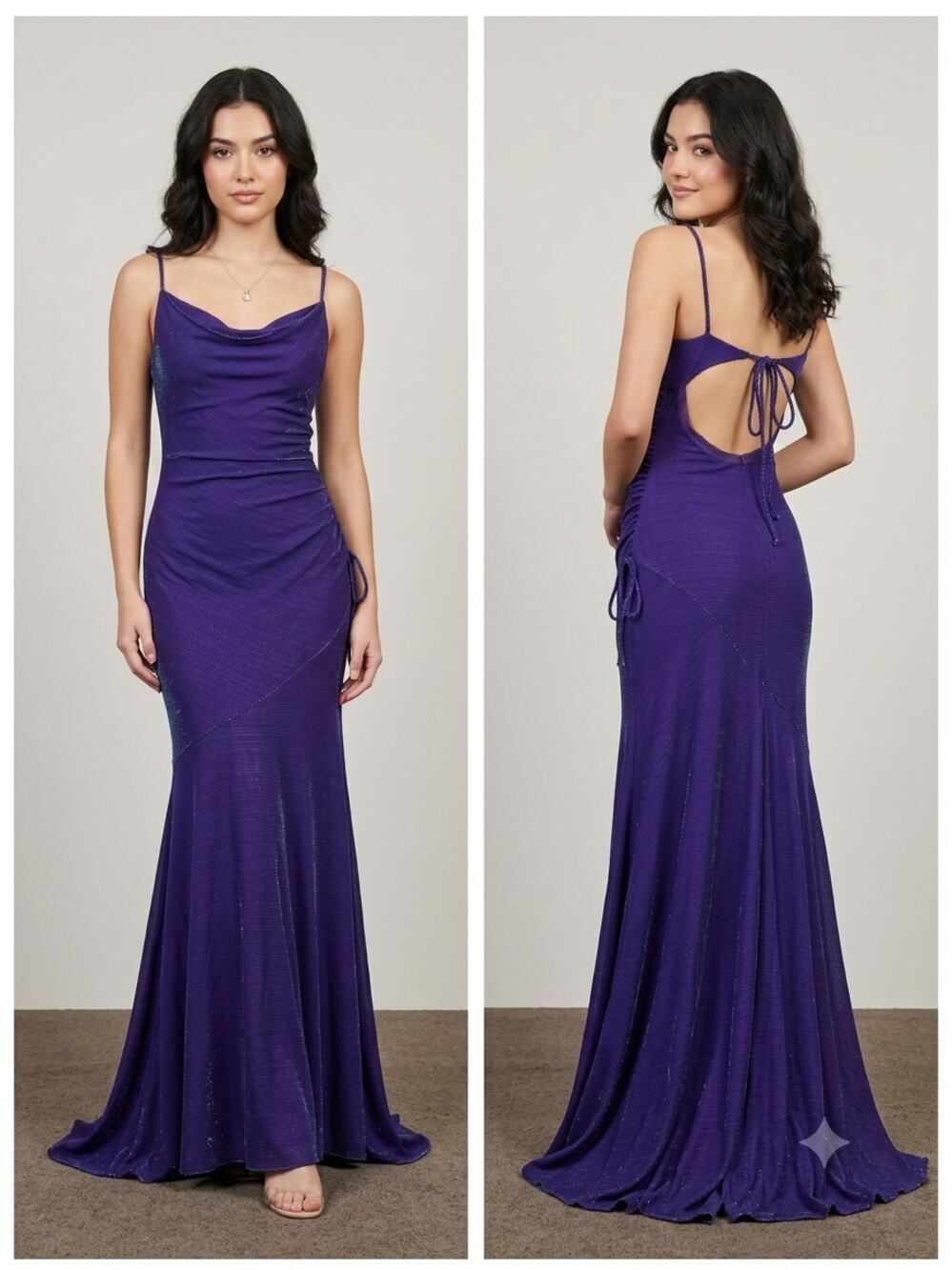 Vintage Niki Livas Purple Iridescent Mermaid Prom Gown Size 5-6 Y2K Fairy Whimsy